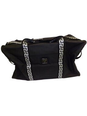 VERSACE black Overnight Duffle Bag With Strap Greek Key Pattern Weekender Bag